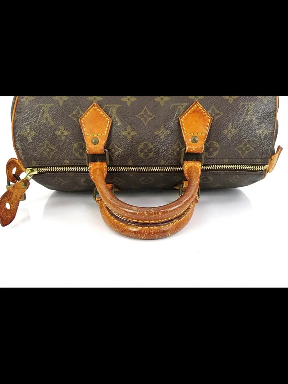 Louis Vuitton Brown Monogram Canvas Satchel with Tan Leather Trim